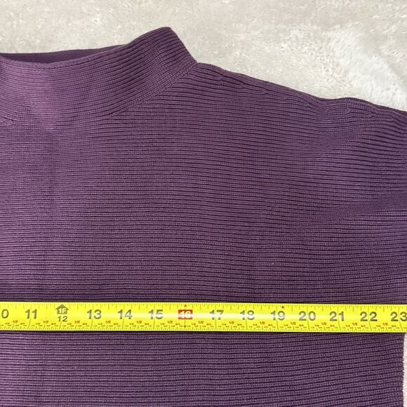 Lands’ End Ribbed Mock-Neck Dolman Pullover Sweater Plum Burgundy Womens L 14-16 - Picture 5 of 8